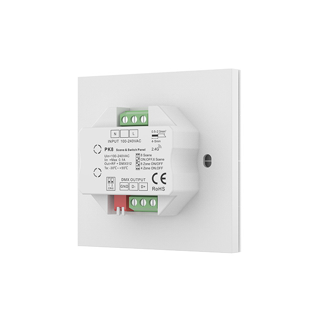 PK8 100-240VAC 6/8 Scenes & 4/8 Zones Push Button LED Wall Panel Controller PK8 100-240VAC 6/8 Scenes & 4/8 Zones Push Button LED Wall Panel Controller